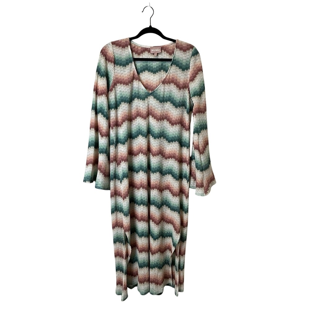 Show Me Your‎ Mumu Vacay Dress Coverup Multi Chevron Colorful Stripes Large $178